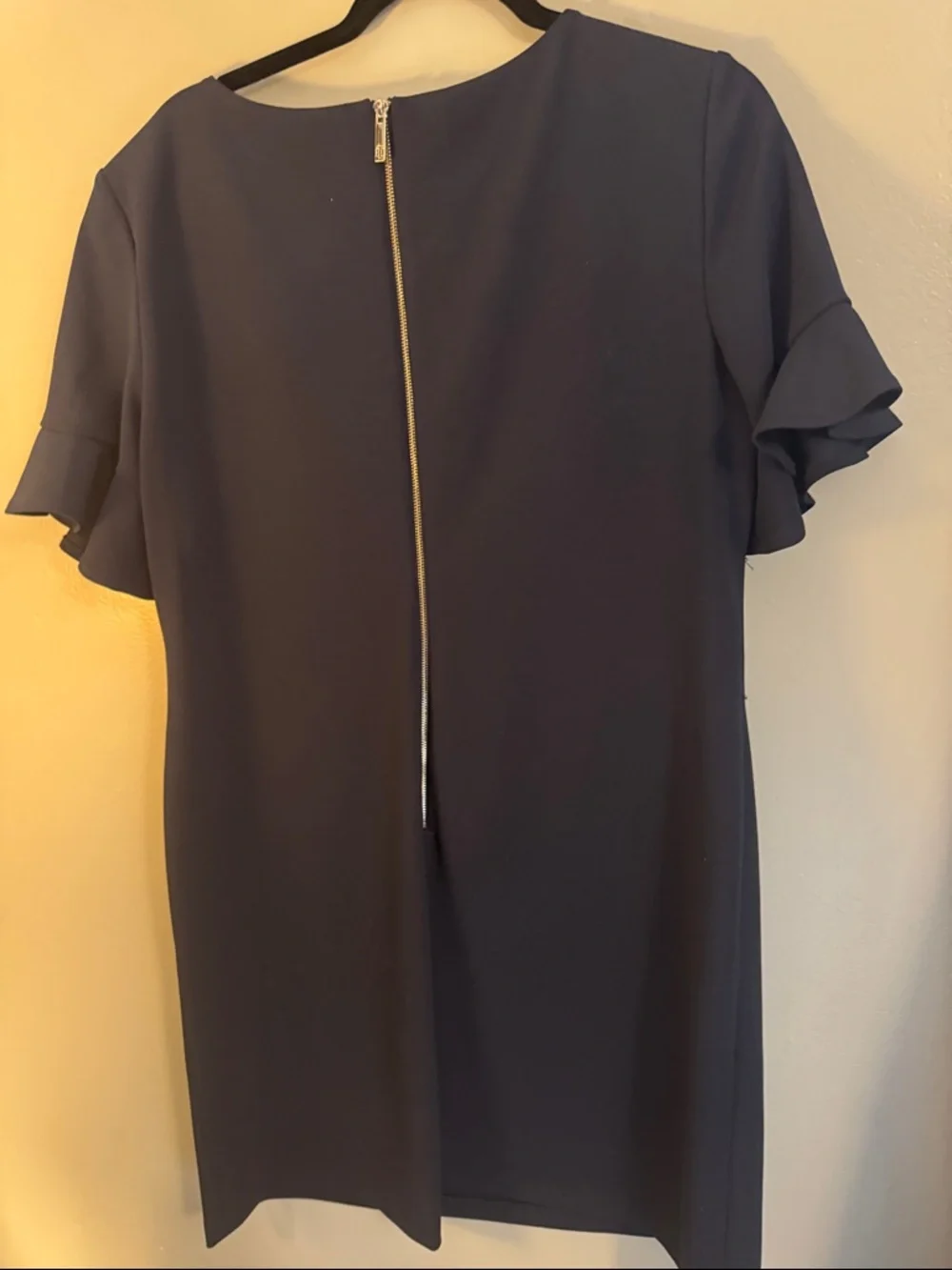 Tommy Hilfiger Navy Ruffle Sleeve Shift Dress - Picture 5 of 6